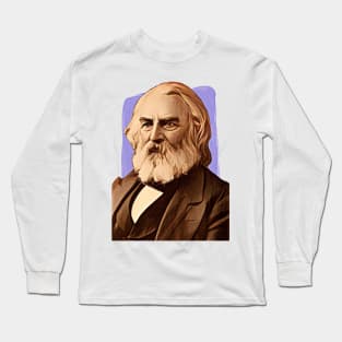 American Poet Henry Wadsworth Longfellow illustration Long Sleeve T-Shirt